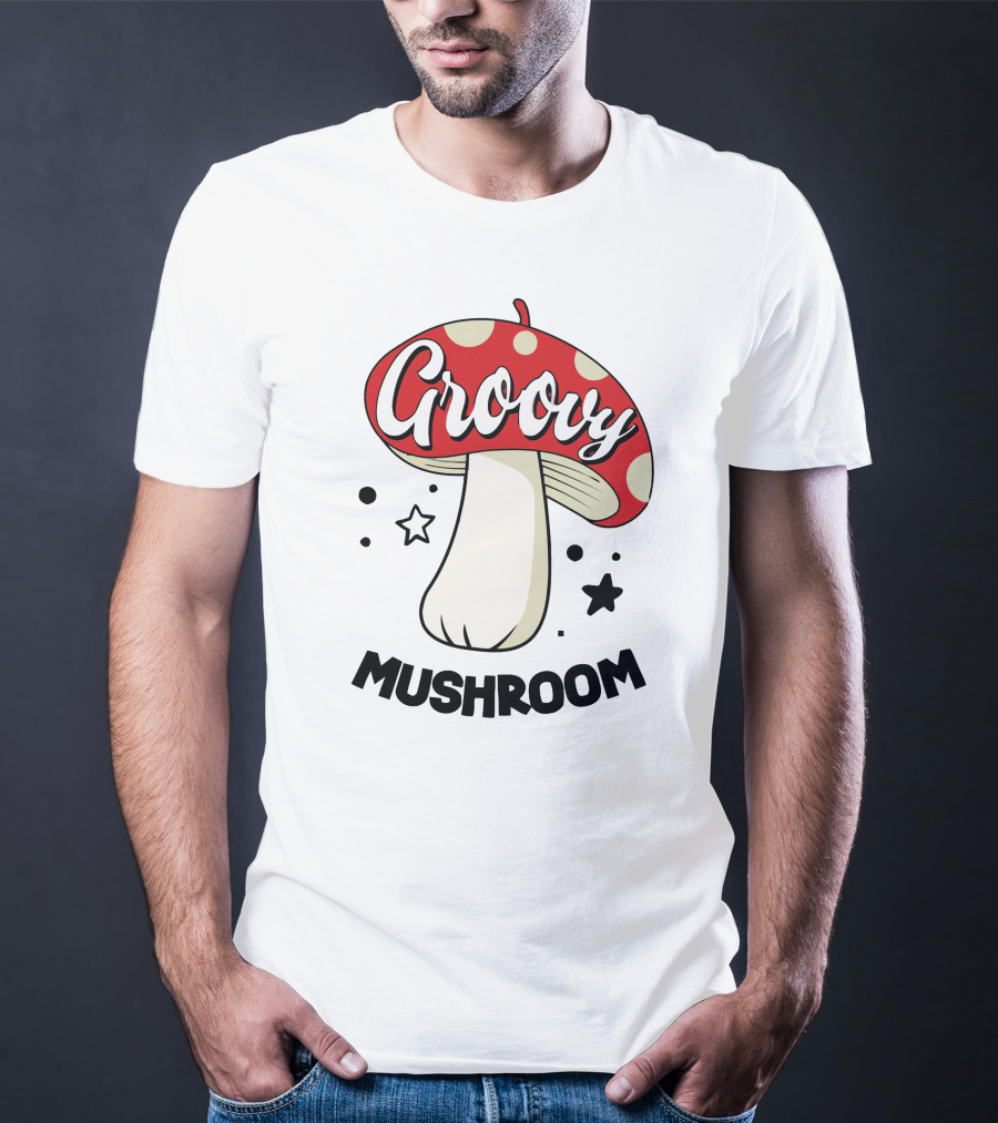 Groovy Mushroom Retro Polka Dot Star Fun T-Shirt
