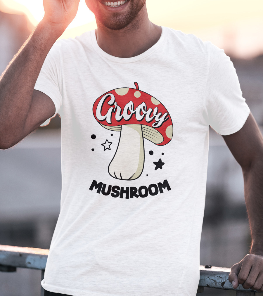 Groovy Mushroom Retro Polka Dot Star Fun T-Shirt