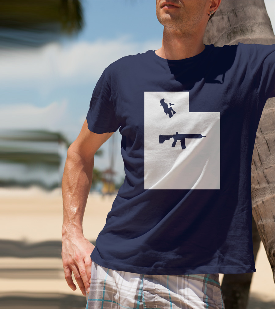Keep Utah Tactical AR-15 Rifle And Skier In State T-Shirt