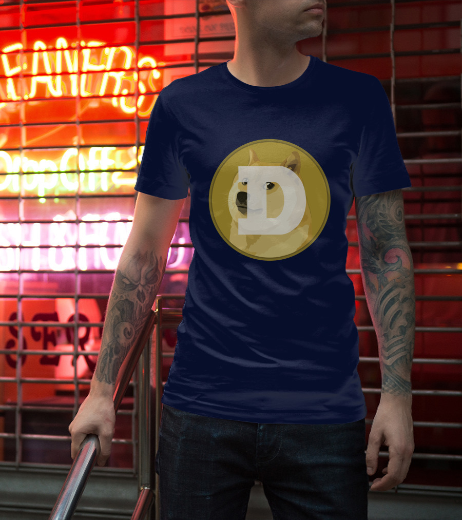 Dogecoin Dog Meme Cryptocurrency Icon D Letter T-Shirt
