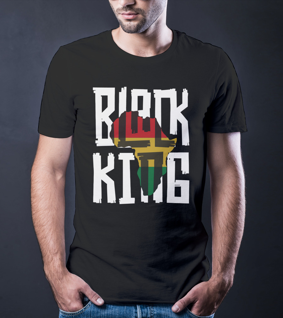 Black King Africa Map Red Yellow Green T-Shirt