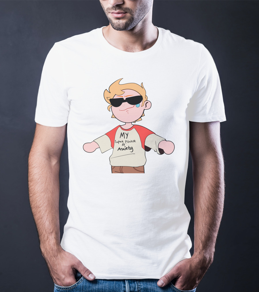 MY Super Power Is Anxiety Character With Sunglasses And Red Sleeves T-Shirt