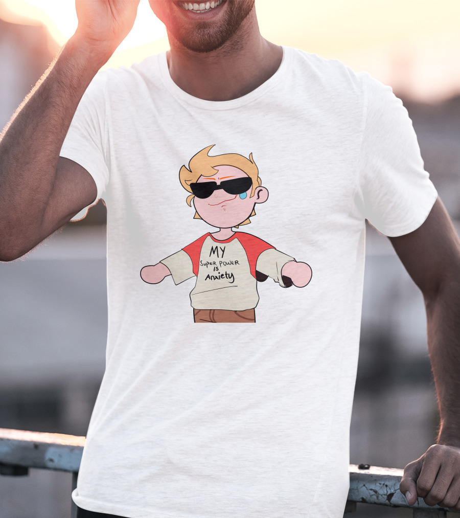 MY Super Power Is Anxiety Character With Sunglasses And Red Sleeves T-Shirt