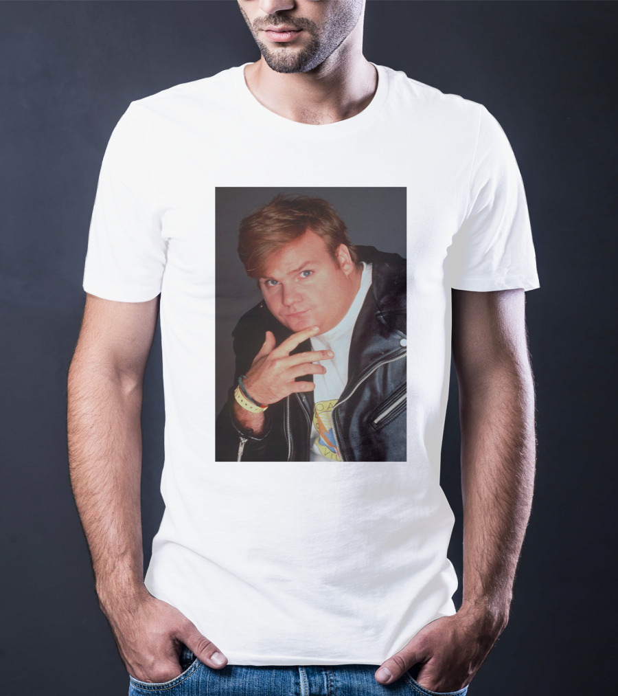 Kid Cudi Chris Farley Style Leather Jacket White Shirt Bracelet 90s Fashion T-Shirt