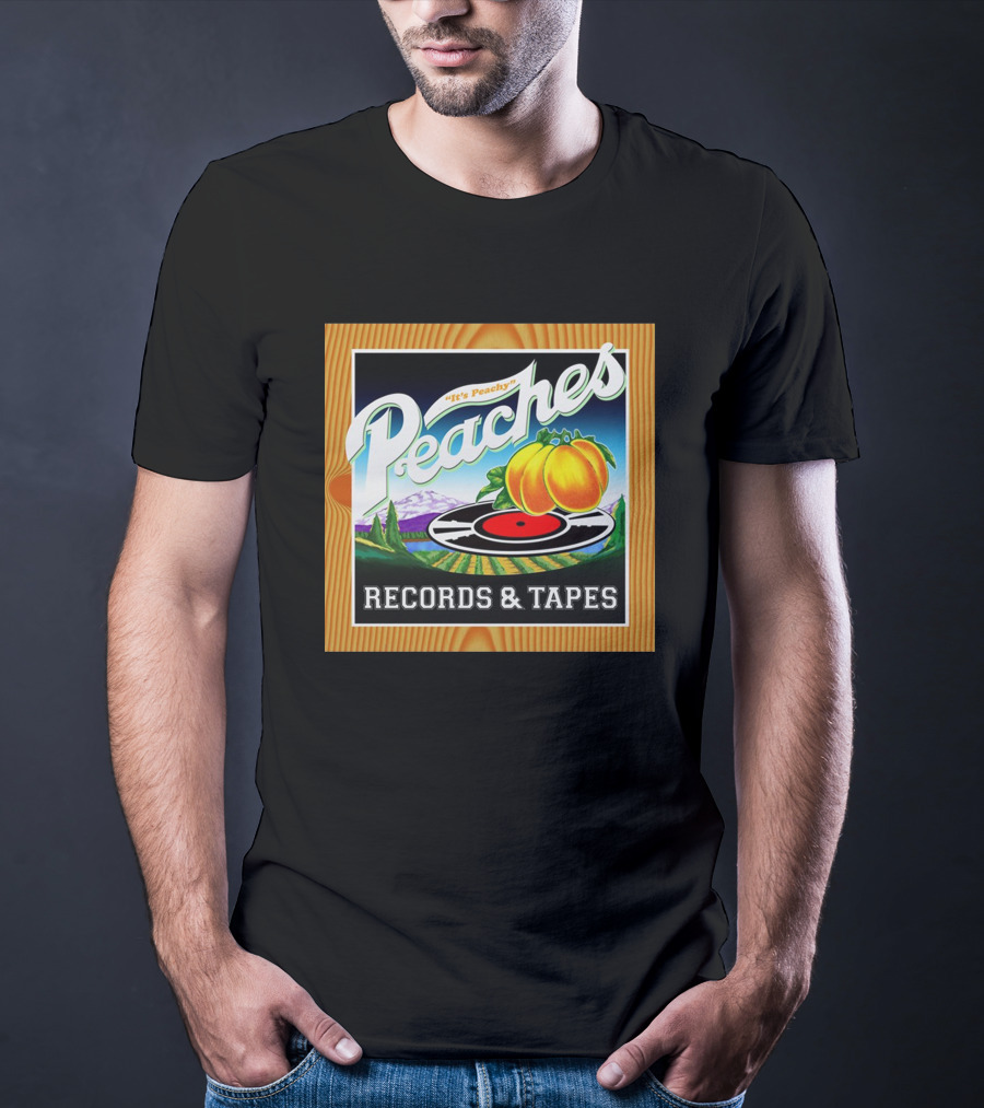It's Peachy Peaches Records And Tapes Retro Vinyl T-Shirt
