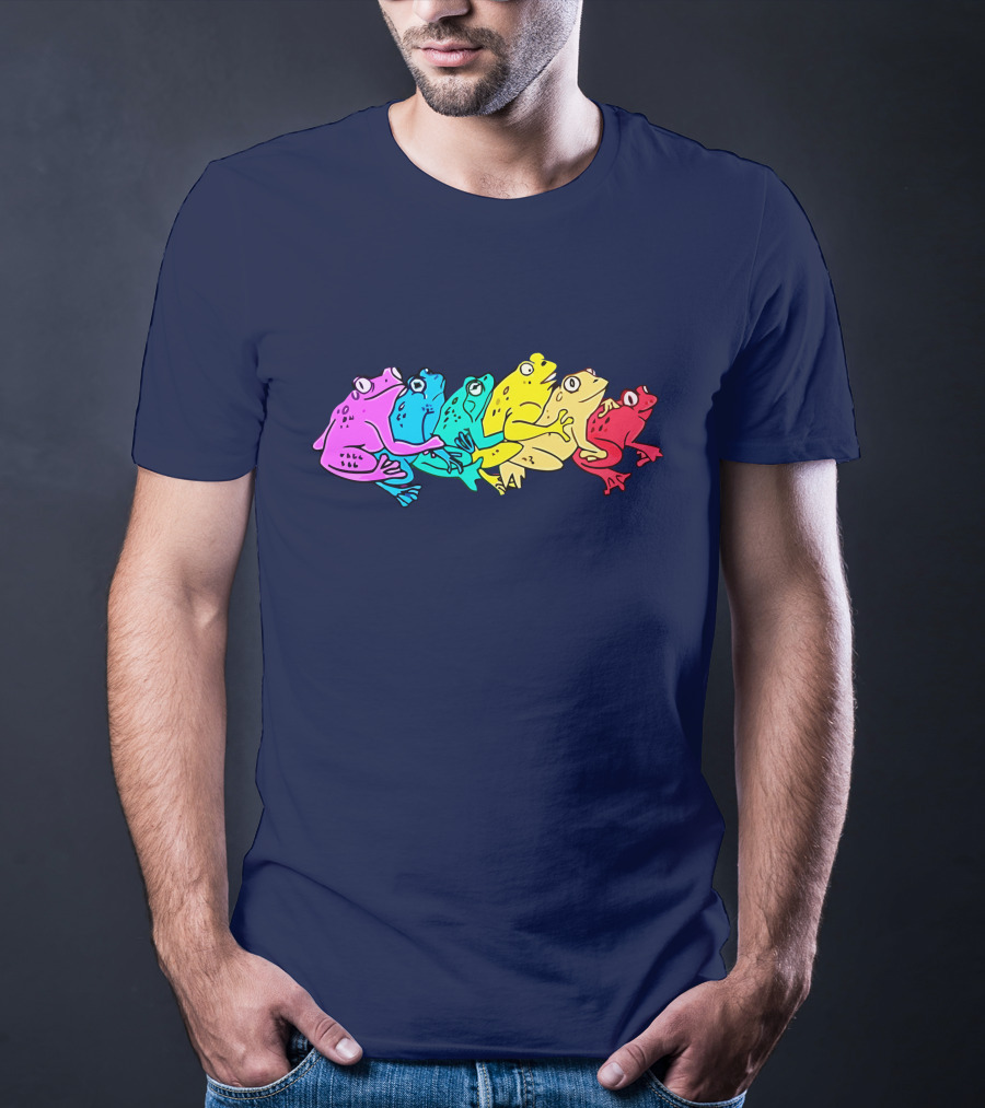 RAINBOW GAY FROG PRIDE COLORS VIBRANT FROGS T-Shirt