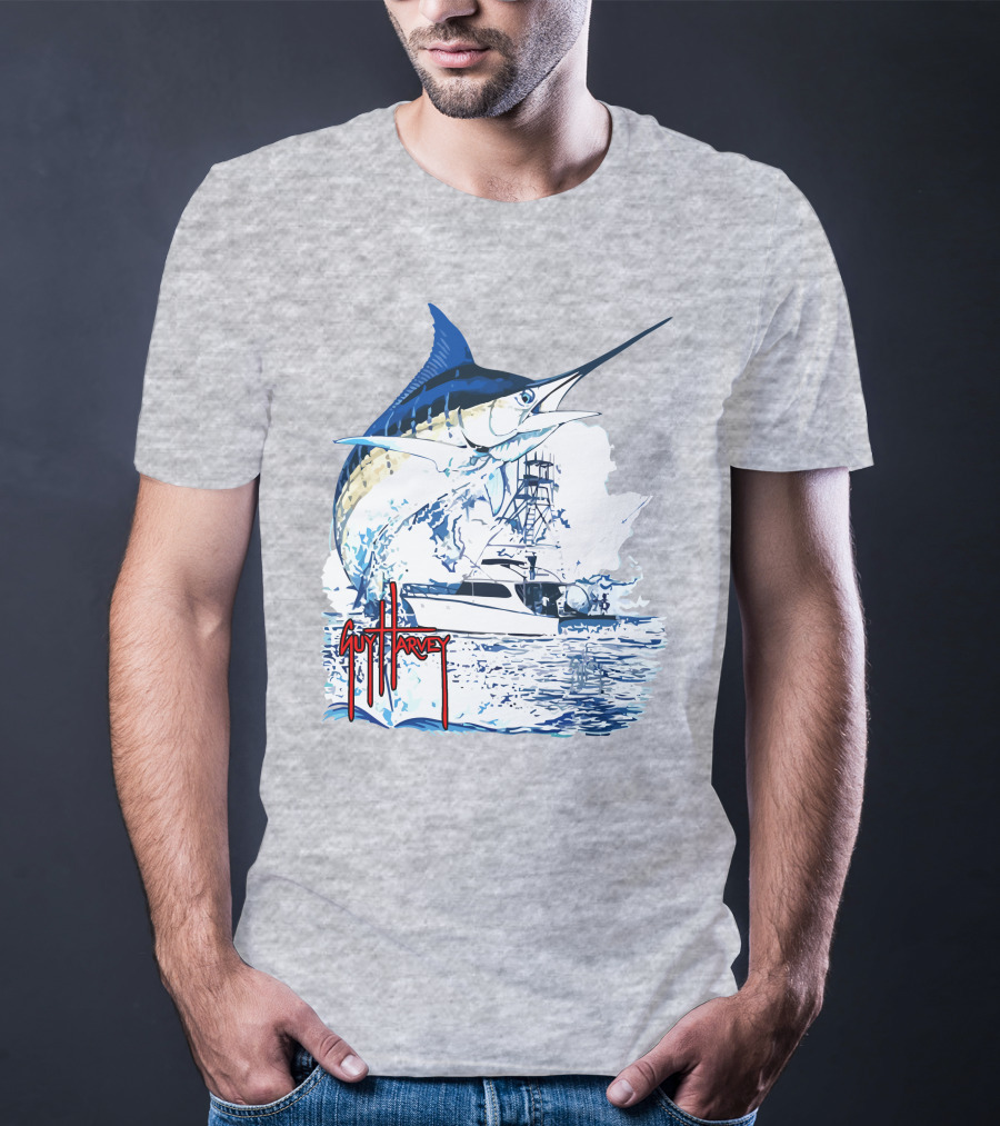 Guy Harvey Marlin Fishing Boat Ocean Adventure T-Shirt