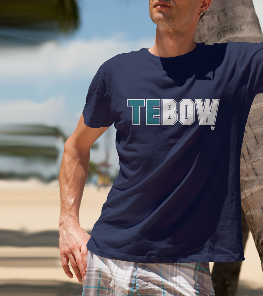 TEBOW Tim Tebow Dark Blue Block Lettering T-Shirt