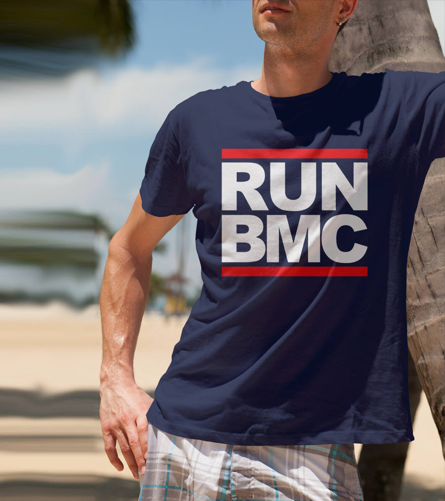 RUN BMC Bold White Text With Red Bars T-Shirt
