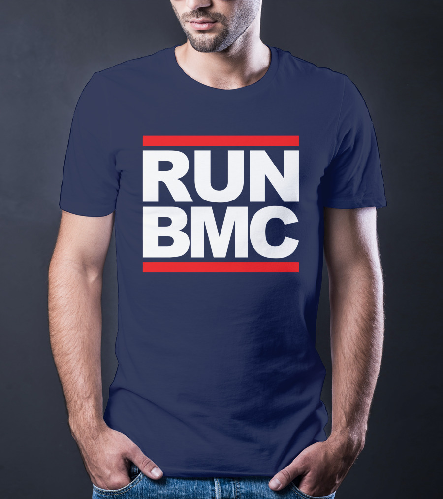RUN BMC Bold White Text With Red Bars T-Shirt