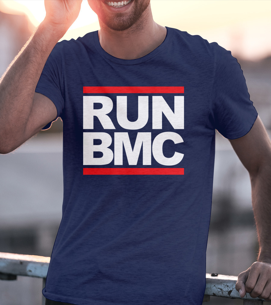 RUN BMC Bold White Text With Red Bars T-Shirt