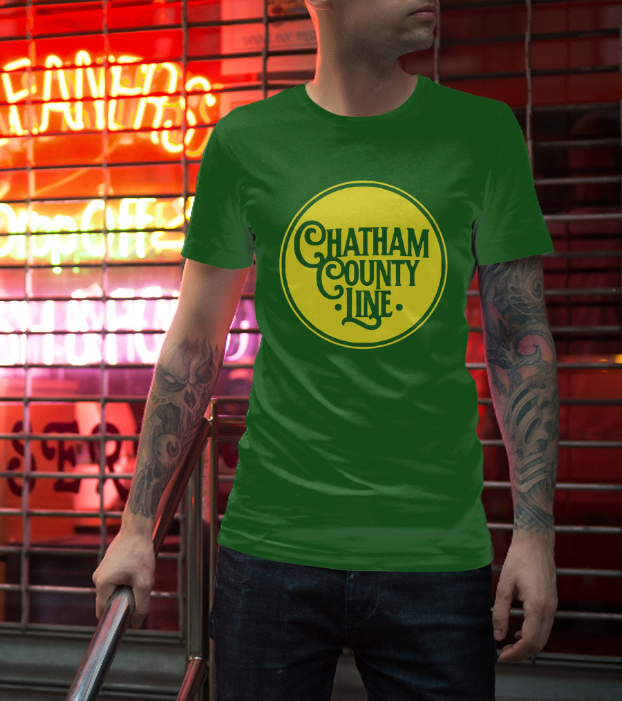 Chatham County Line Vintage Circle Logo On Green Background T-Shirt