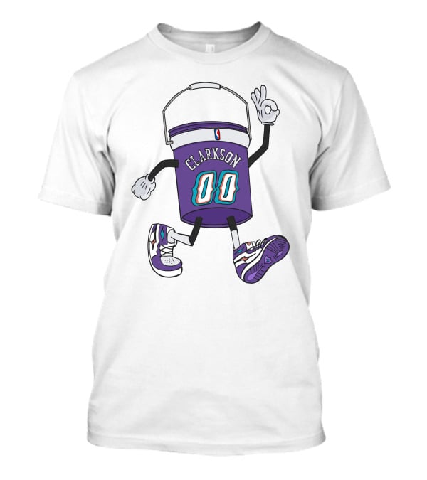 Clarkson 00 NBA Themed Cartoon Bucket Character With Sneakers T-Shirt