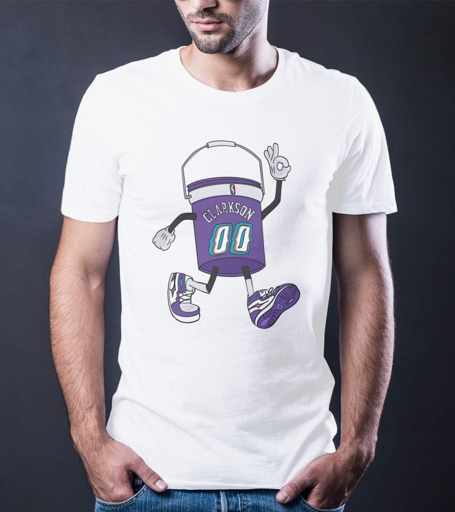 Clarkson 00 NBA Themed Cartoon Bucket Character With Sneakers T-Shirt