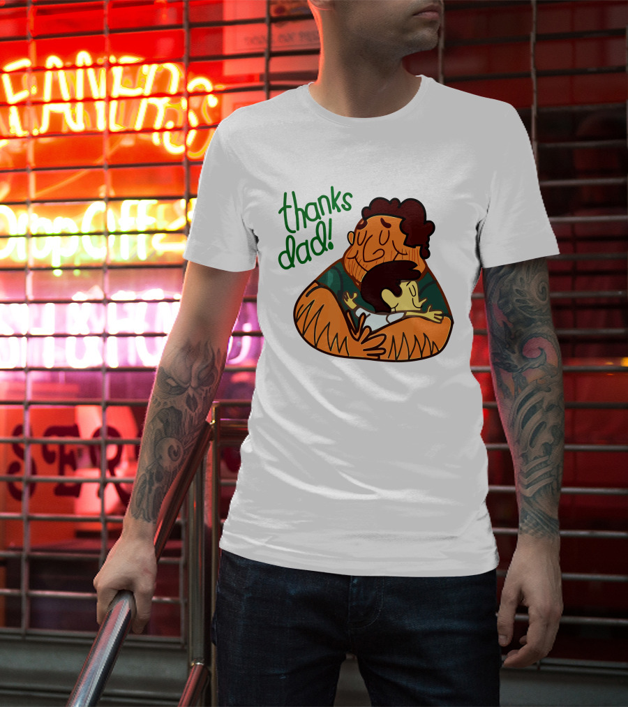Thanks Dad Happy Hugging Dad And Child T-Shirt