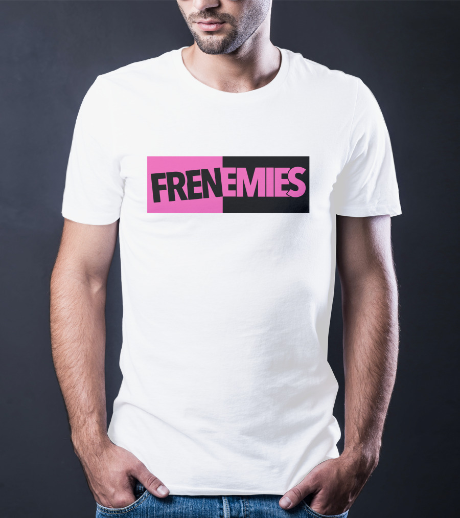 Frenemies Bold Pink Black Split Merch Shop T-Shirt