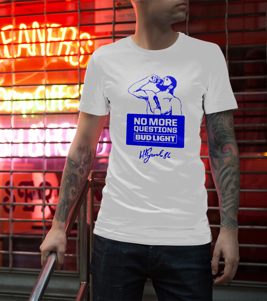 Nikita Kucherov No More Questions Bud Light 86 Logo Blue T-Shirt