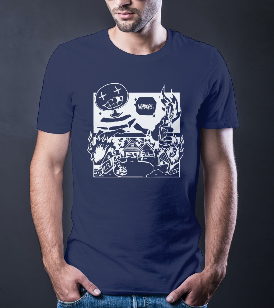 Offcanny Merch Shop Whoops Burning Houses Scene T-Shirt