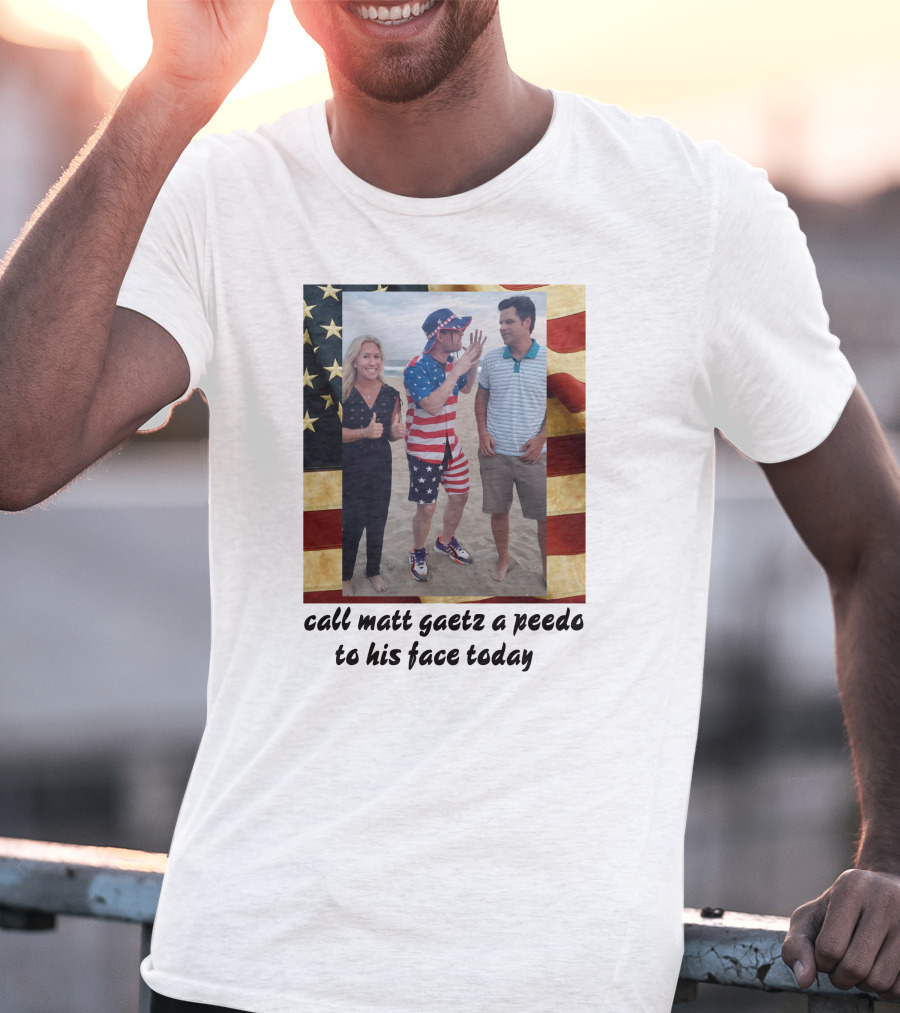 Call Matt Gaetz A Peedo To His Face Today American Flag Beach Photo T-Shirt
