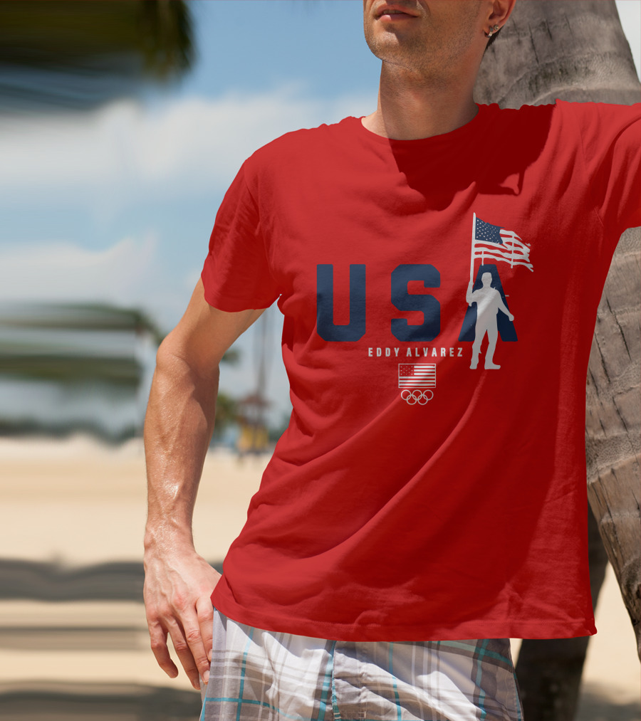 USA Eddy Alvarez Olympic Flag Bearer T-Shirt