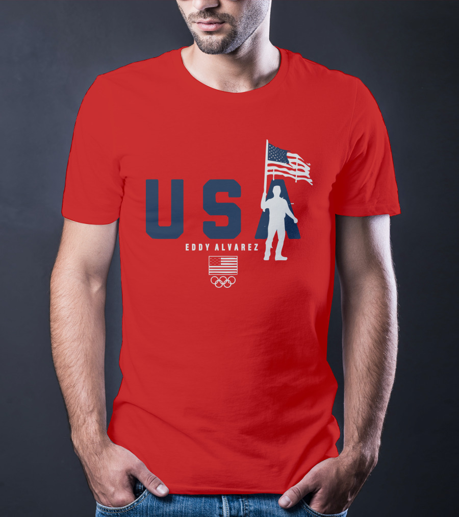 USA Eddy Alvarez Olympic Flag Bearer T-Shirt