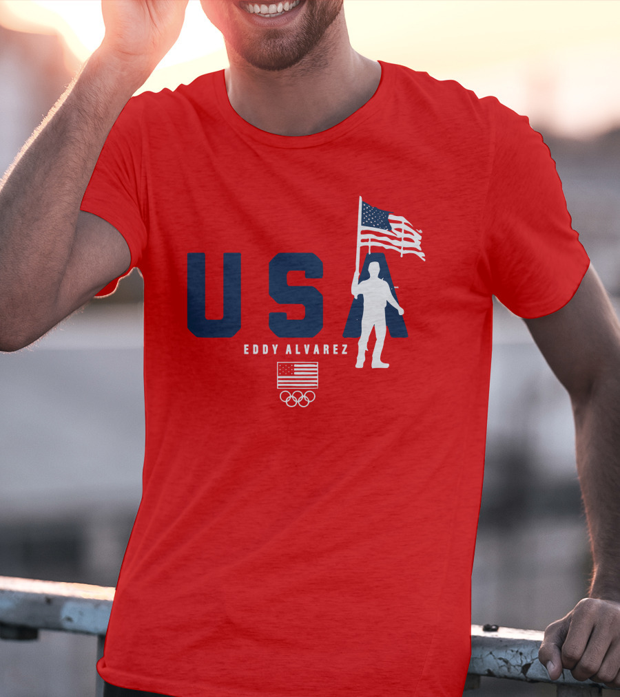 USA Eddy Alvarez Olympic Flag Bearer T-Shirt