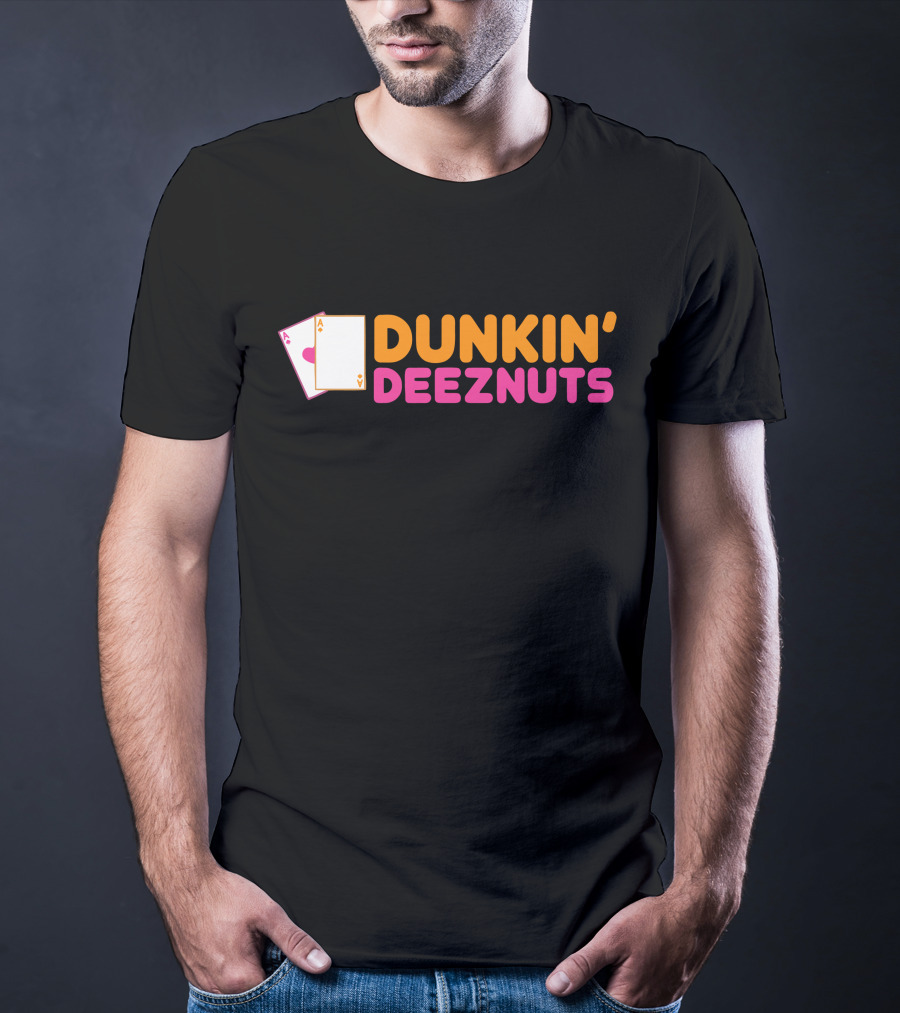 Dunkin Deez Nuts Pocket Aces Playing Cards Humor T-Shirt