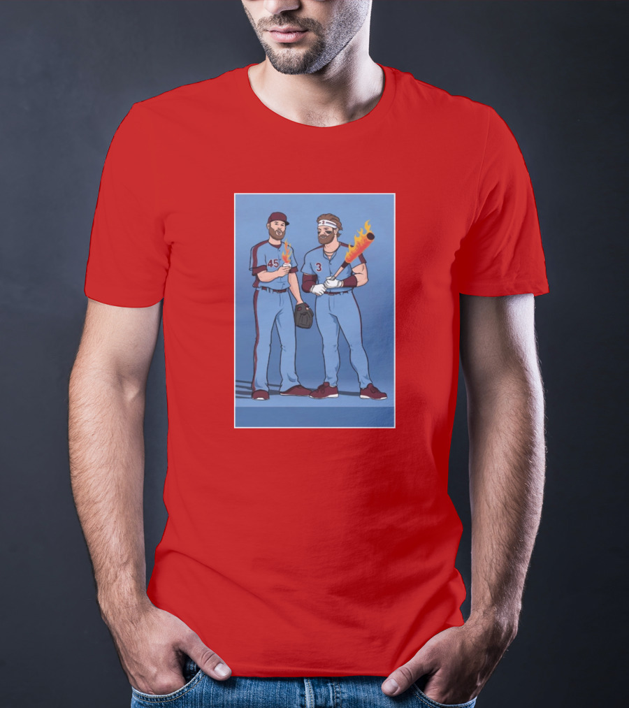 Bryce And Zack Flaming Baseball Bat T-Shirt