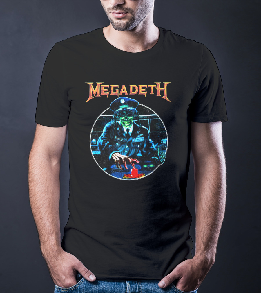 Megadeth Vic Rattlehead Pushes Button Retro T-Shirt