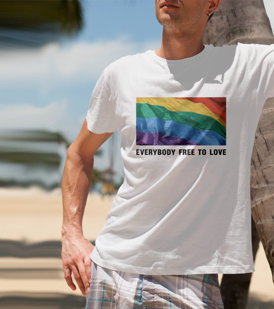 Everybody Free To Love Pride Rainbow Flag T-Shirt