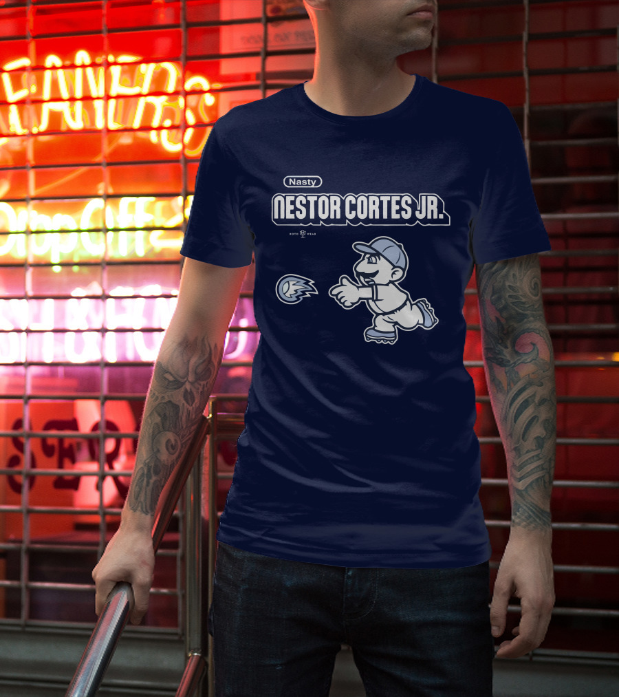 Nasty Nestor Cortes Jr. Cartoon Baseball New York Roto Wear T-Shirt