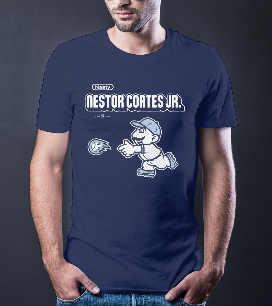 Nasty Nestor Cortes Jr. Cartoon Baseball New York Roto Wear T-Shirt