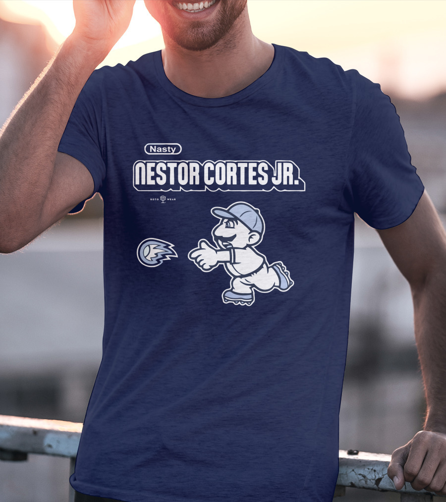 Nasty Nestor Cortes Jr. Cartoon Baseball New York Roto Wear T-Shirt