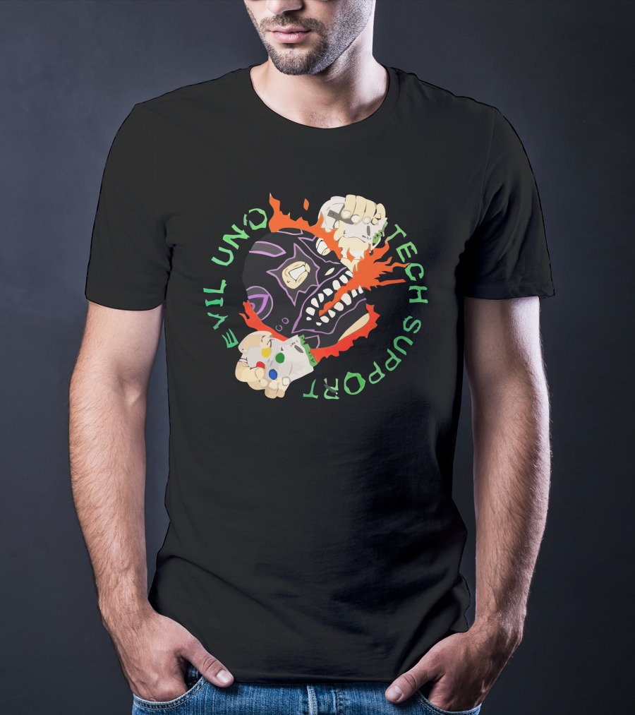 Evil Uno Tech Support AEW Mask And Game Controller T-Shirt