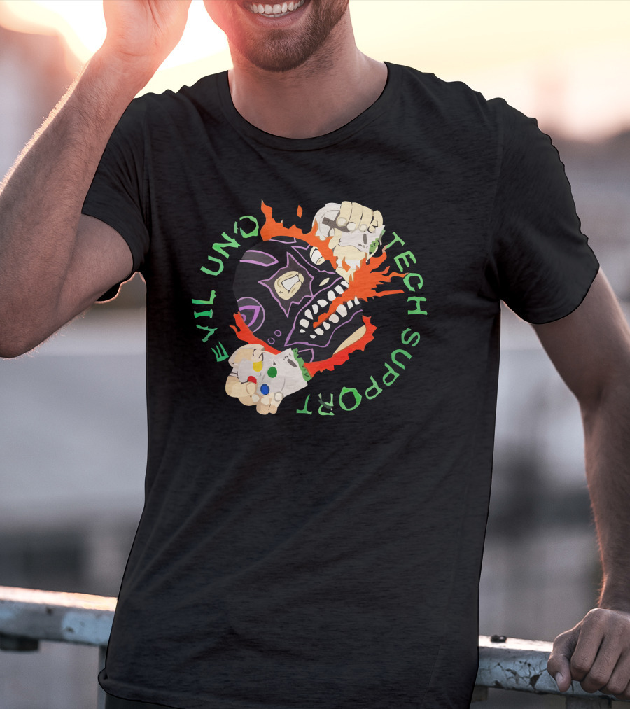 Evil Uno Tech Support AEW Mask And Game Controller T-Shirt