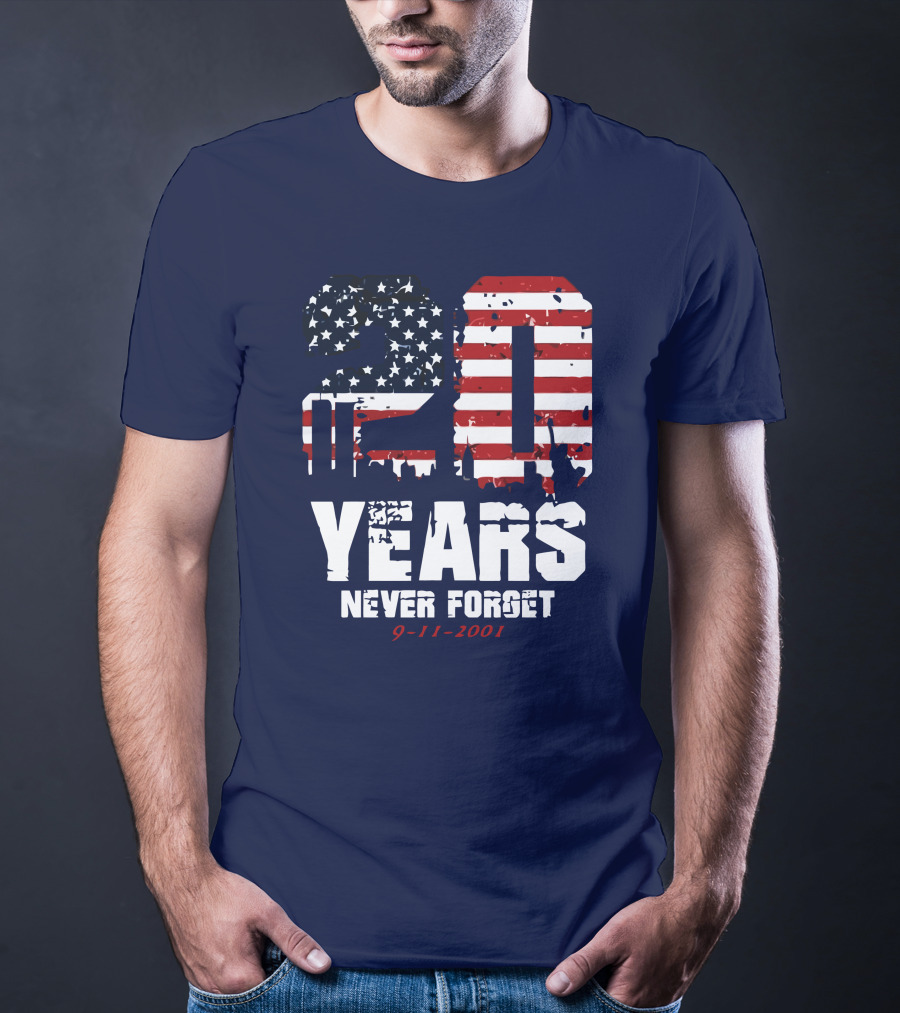 20 Years Never Forget 9-11-2001 American Flag T-Shirt