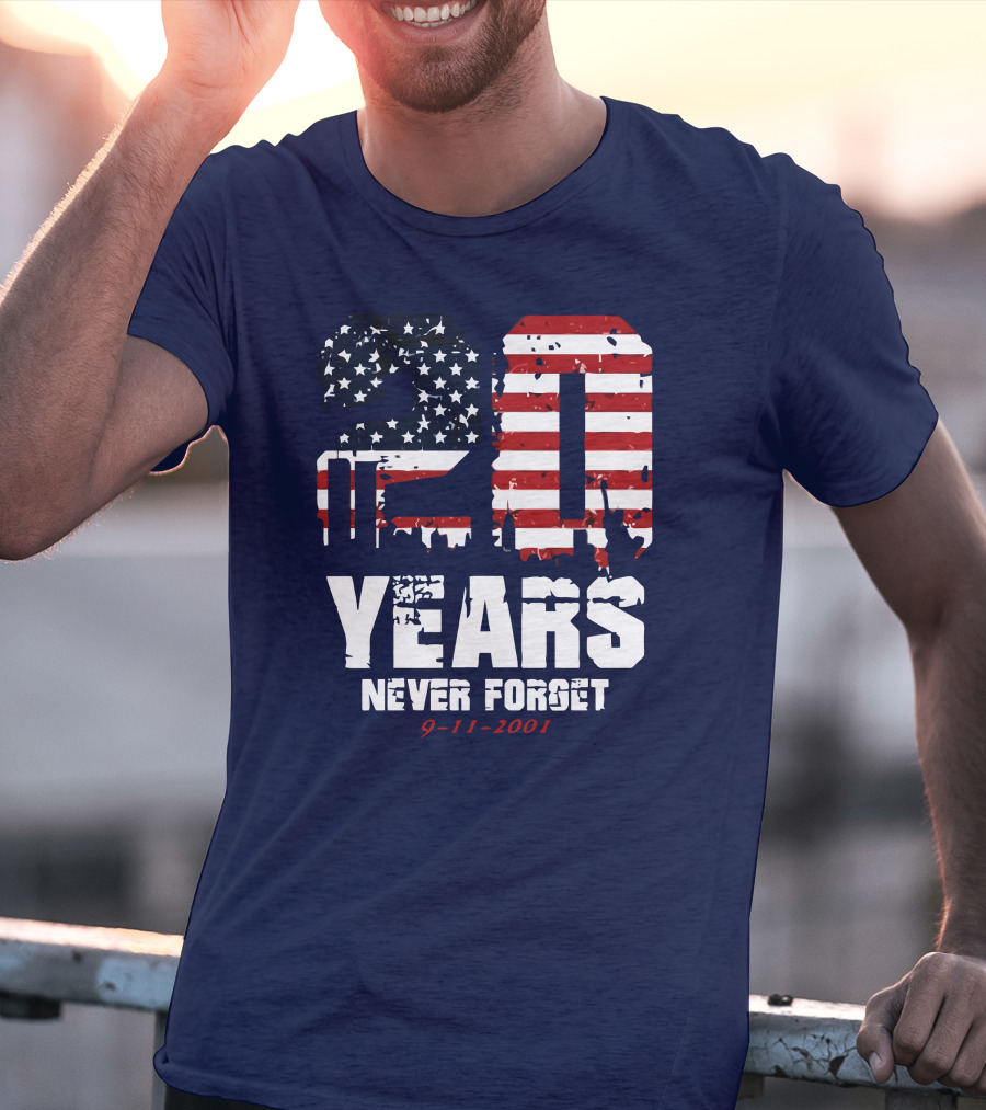 20 Years Never Forget 9-11-2001 American Flag T-Shirt