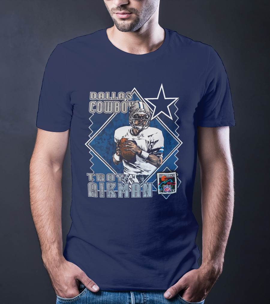 Dallas Cowboys Troy Aikman NFL Vintage Quarterback Star Nutmeg T-Shirt