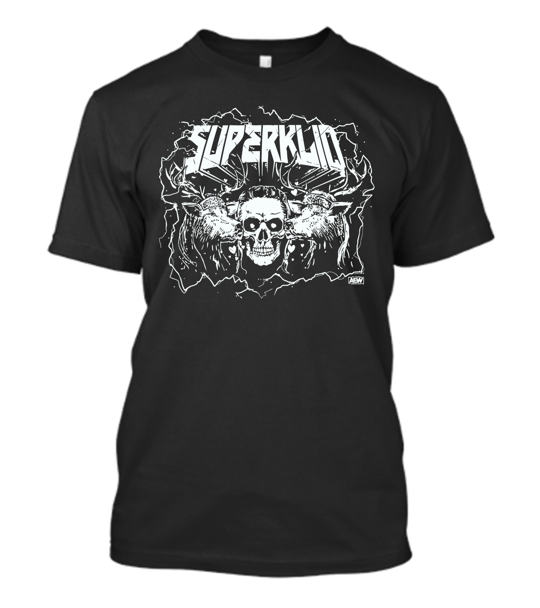 Superkliq Skull With Antlers AEW T-Shirt
