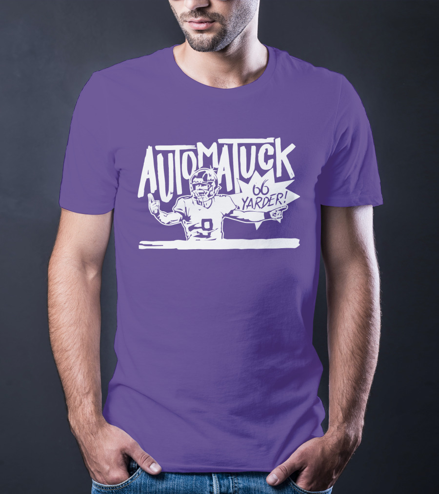 Automatuck 66 Yarder Football Player Purple Background T-Shirt