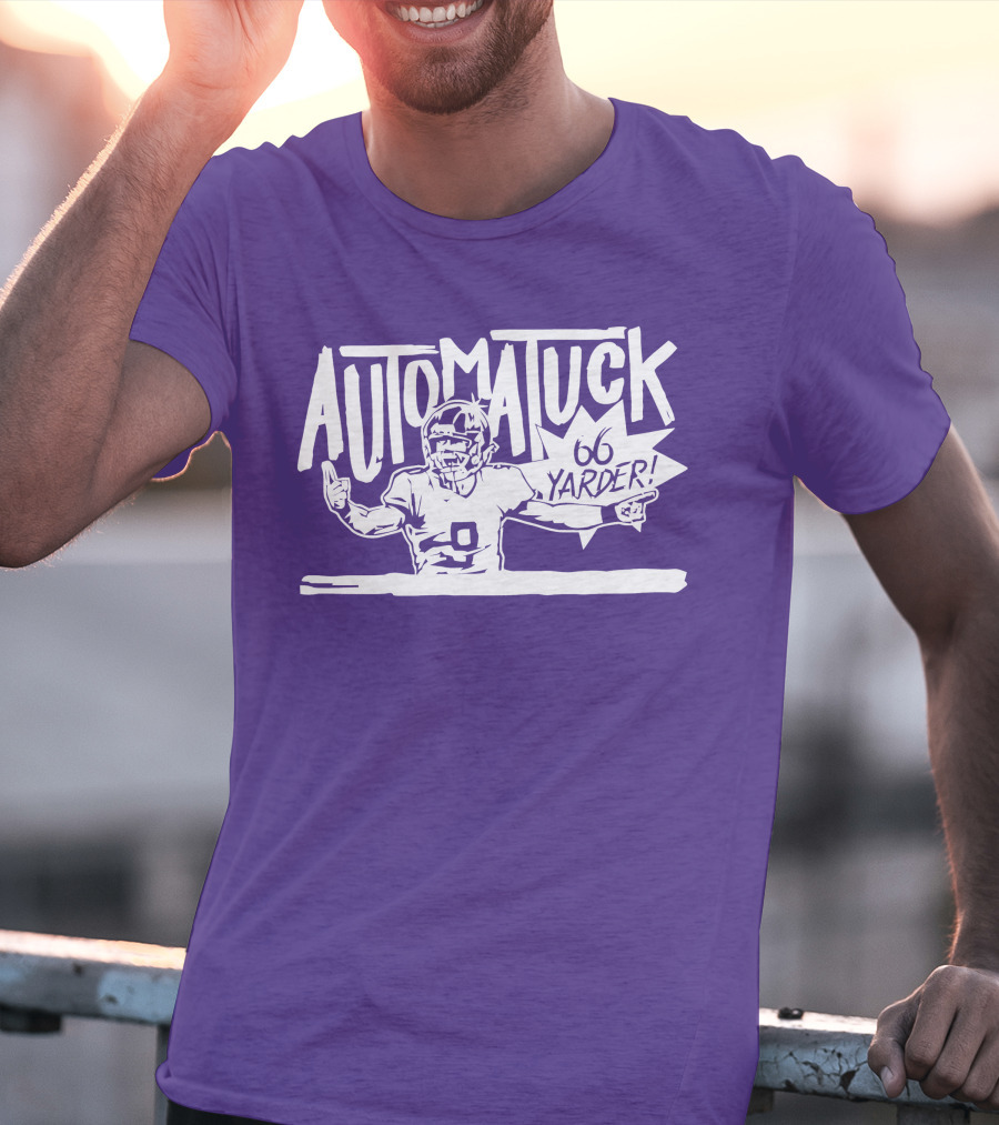 Automatuck 66 Yarder Football Player Purple Background T-Shirt