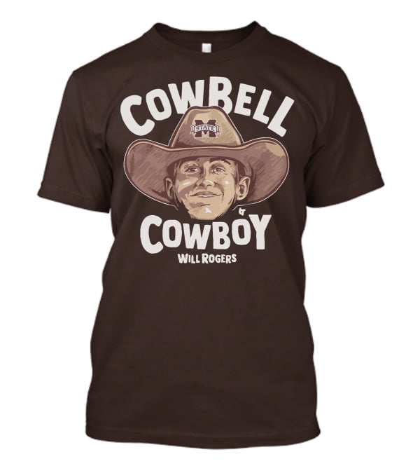 Mississippi State M State Cowbell Cowboy Will Rogers T-Shirt