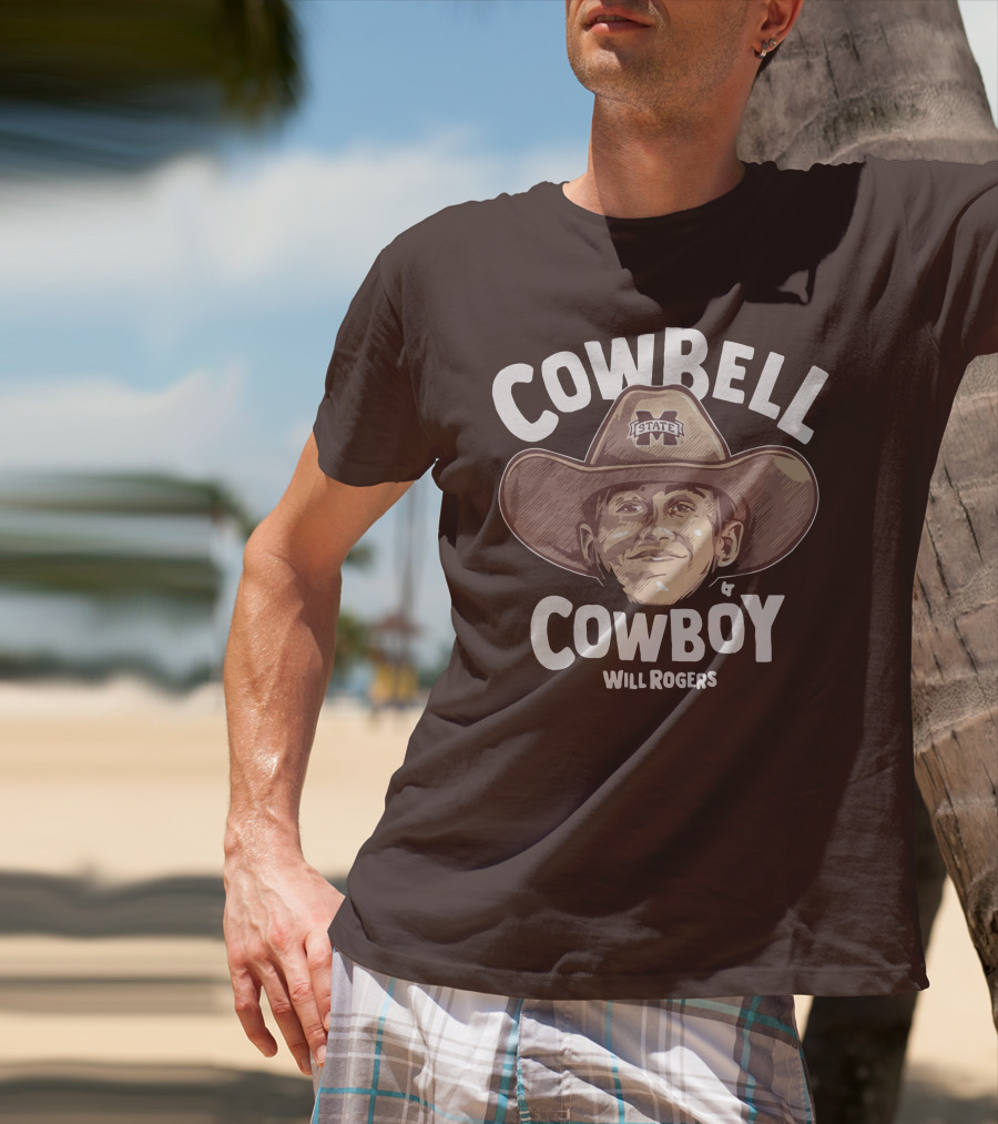 Mississippi State M State Cowbell Cowboy Will Rogers T-Shirt