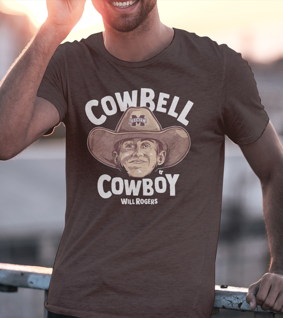 Mississippi State M State Cowbell Cowboy Will Rogers T-Shirt