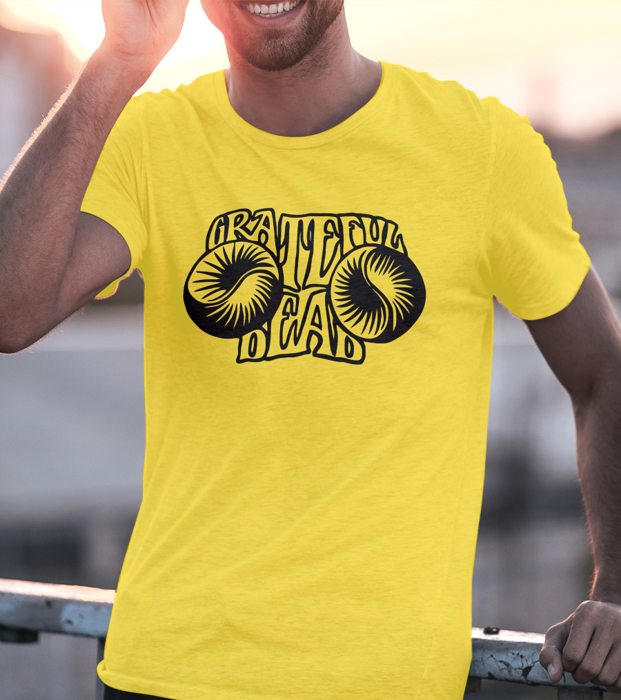 Grateful Dead Psychedelic Sunburst Yellow Background T-Shirt