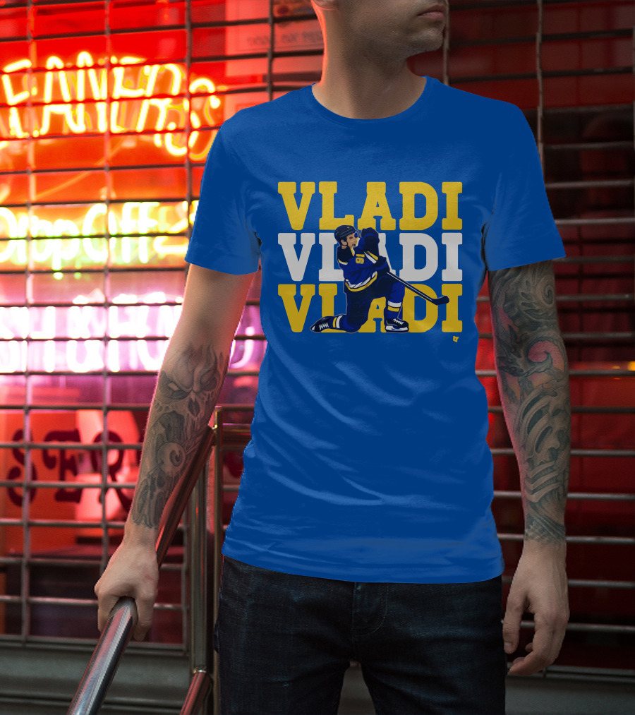 VLADI Chant Hockey Player In Blue And Yellow With Number 91 T-Shirt