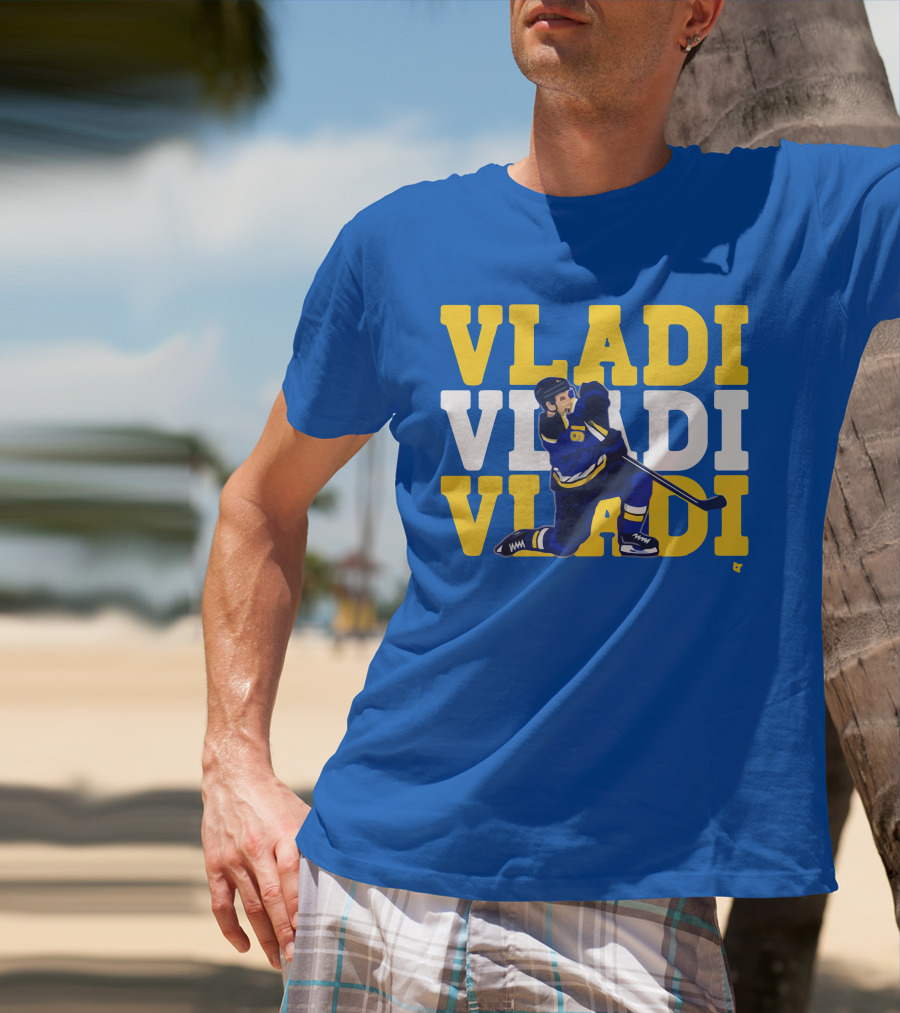 VLADI Chant Hockey Player In Blue And Yellow With Number 91 T-Shirt