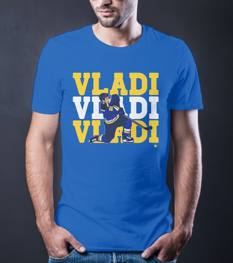VLADI Chant Hockey Player In Blue And Yellow With Number 91 T-Shirt