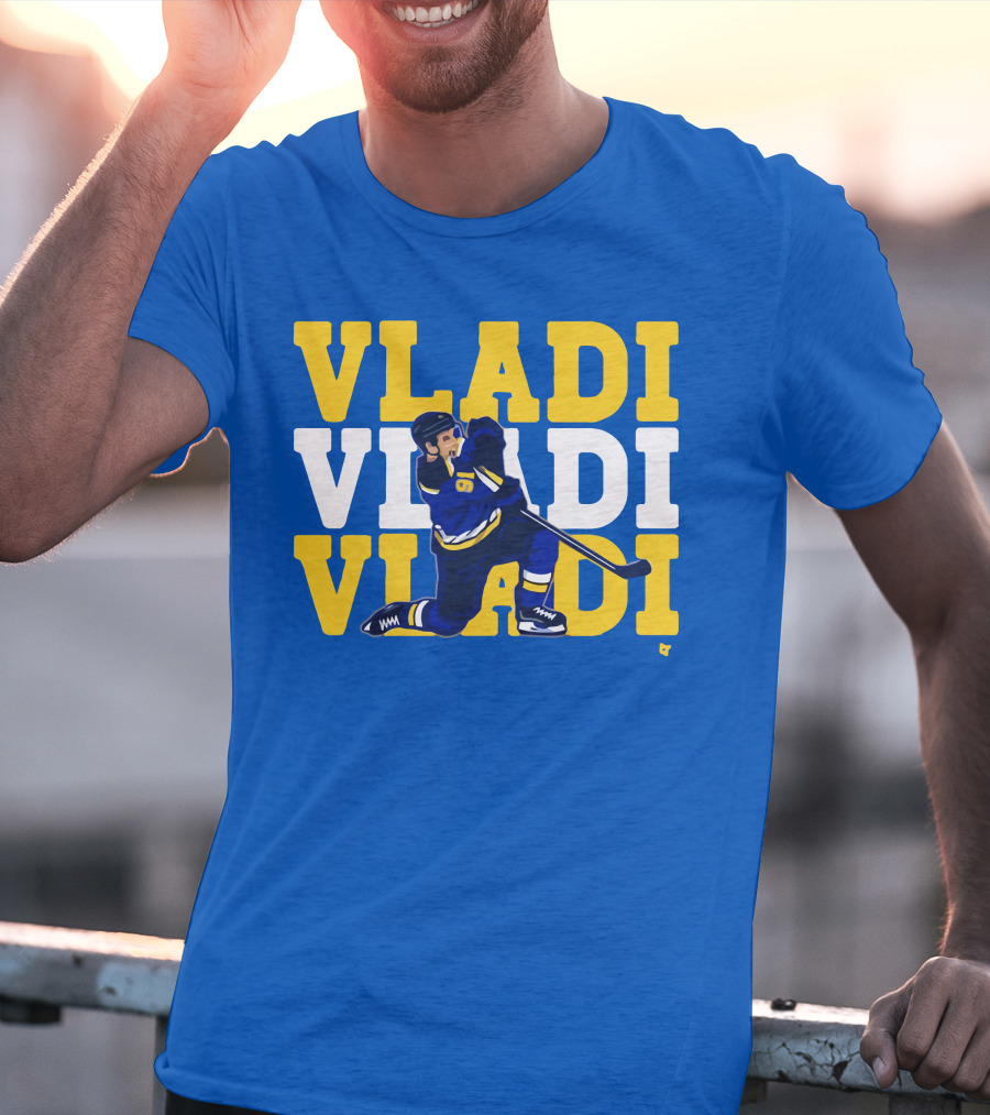 VLADI Chant Hockey Player In Blue And Yellow With Number 91 T-Shirt