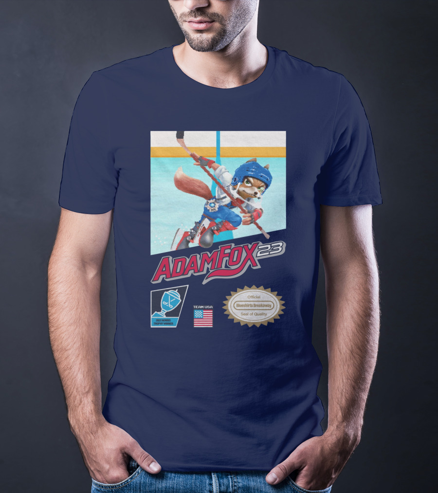 Adam Fox 23 Hockey USA Bluebirds Breakaway Seal Of Quality Team Winner T-Shirt